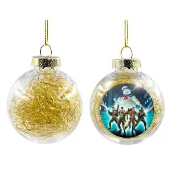 Ghostbusters team, Transparent Christmas tree ball ornament with gold filling 8cm