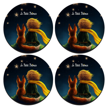 Little prince, SET of 4 round wooden coasters (9cm)