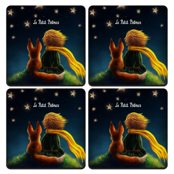 Little prince, ΣΕΤ 4 Σουβέρ ξύλινα τετράγωνα (9cm)