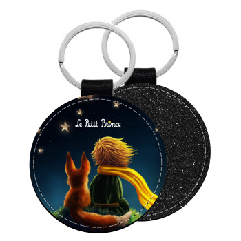 Little prince, Μπρελόκ Δερματίνη, στρογγυλό ΜΑΥΡΟ (5cm)