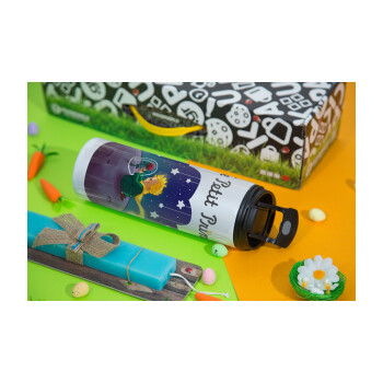 Little prince, Easter candle,Travel Tumbler 2 Lids, with metal straw & cleaning brush & aromatic flat candle (30cm) (BLUE)