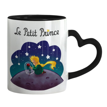Little prince, Mug heart black handle, ceramic, 330ml