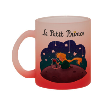 Little prince, Κούπα γυάλινη δίχρωμη με βάση το κόκκινο ματ, 330ml