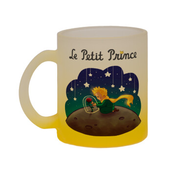 Little prince, Κούπα γυάλινη δίχρωμη με βάση το κίτρινο ματ, 330ml
