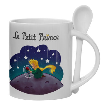 Little prince, Ceramic coffee mug with Spoon, 330ml (1pcs)