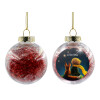 Transparent Christmas tree ball ornament with red filling 8cm
