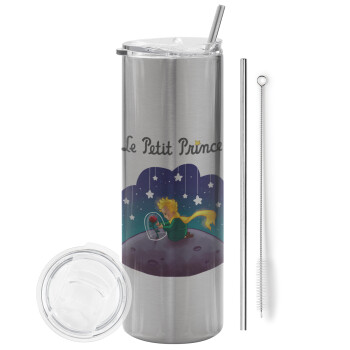 Little prince, Eco friendly stainless steel Silver tumbler 600ml, with metal straw & cleaning brush