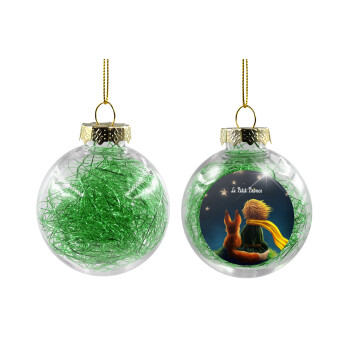 Little prince, Χριστουγεννιάτικη μπάλα δένδρου διάφανη με πράσινο γέμισμα 8cm