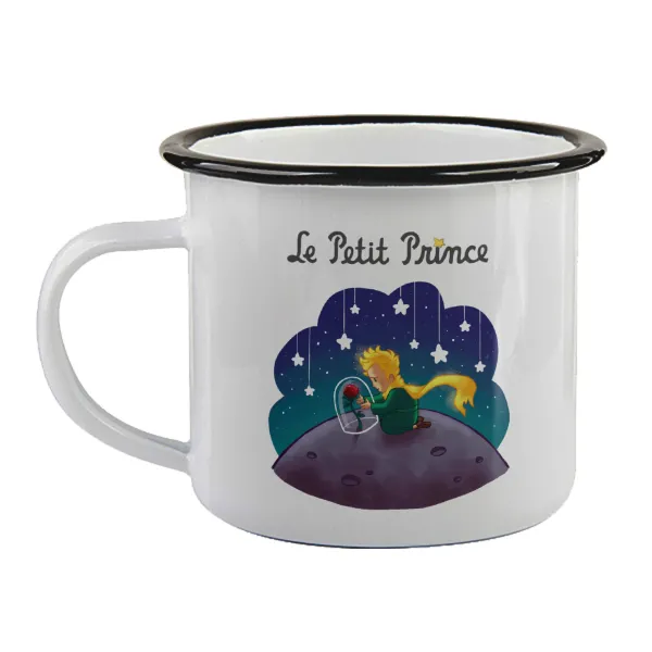 Little prince — Enamel mug with black rim, 360ml