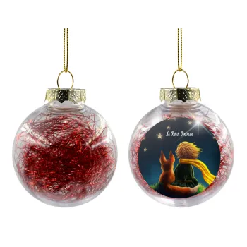 Little prince, Transparent Christmas tree ball ornament with red filling 8cm