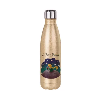 Little prince, Glitter gold stainless steel thermos bottle, double-walled, 500ml