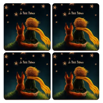 Little prince, ΣΕΤ x4 Σουβέρ ξύλινα τετράγωνα plywood (9cm)
