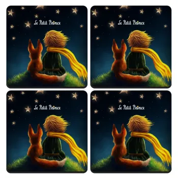 Little prince, ΣΕΤ 4 Σουβέρ ξύλινα τετράγωνα (9cm)