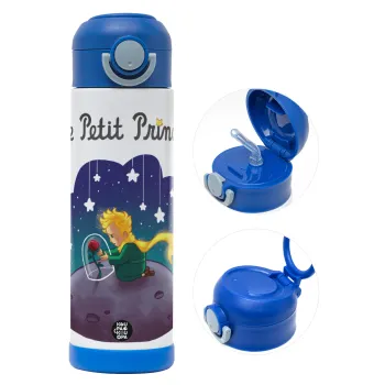 Ο μικρός πρίγκιπας, Παιδικό παγούρι θερμό, ανοξείδωτο, με καλαμάκι ασφαλείας, ΜΠΛΕ (500ml)