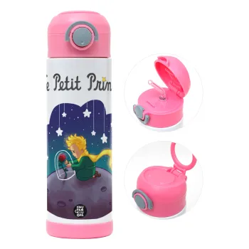 Little prince, Children's hot water bottle, stainless steel, with safety straw, PINK (500ml)