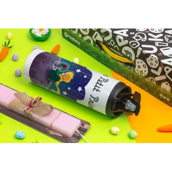 Little prince, Easter candle,Travel Tumbler 2 Lids, with metal straw & cleaning brush & aromatic flat candle (30cm) (PINK)