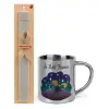 Easter Set, metallic thermal cup (300ml) & Easter aromatic flat candle (30cm) (GRAY)