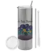 Tumbler stainless steel Silver 600ml, with metal straw & cleaning brush