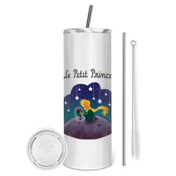 Ο μικρός πρίγκιπας, Tumbler ποτήρι θερμό από ανοξείδωτο ατσάλι 600ml, με μεταλλικό καλαμάκι & βούρτσα καθαρισμού