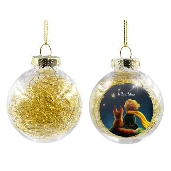 Little prince, Transparent Christmas tree ball ornament with gold filling 8cm