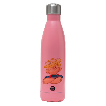 Dennis the Menace, Metal mug thermos Pink Mat (Stainless steel), double wall, 500ml
