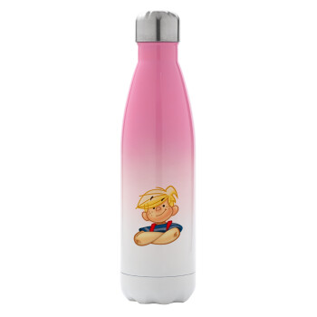 Dennis the Menace, Metal mug thermos Pink/White (Stainless steel), double wall, 500ml