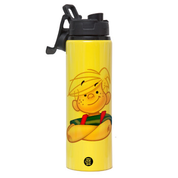 Dennis the Menace, Metallic water bottle with safety lid, 850ml aluminum