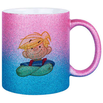 Dennis the Menace, Κούπα Χρυσή/Μπλε Glitter, κεραμική, 330ml