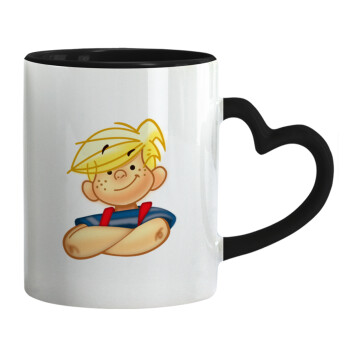 Dennis the Menace, Mug heart black handle, ceramic, 330ml