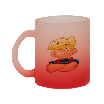 Dennis the Menace, Κούπα γυάλινη δίχρωμη με βάση το κόκκινο ματ, 330ml