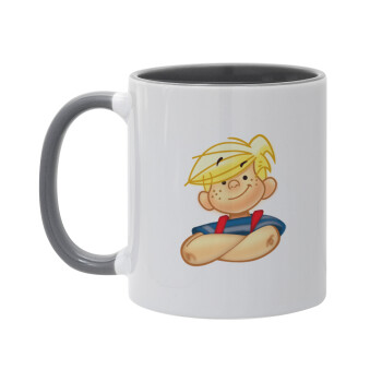 Ντένις ο τρομερός, Κούπα χρωματιστή γκρι, κεραμική, 330ml