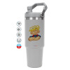 ΓΚΡΙ χρώματος Θερμός Ανοξείδωτο 890ml (30oz) με χερούλι