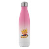 Μεταλλικό παγούρι θερμός Ροζ/Λευκό (Stainless steel), διπλού τοιχώματος, 500ml
