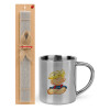 Easter Set, metallic thermal cup (300ml) & Easter aromatic flat candle (30cm) (GRAY)