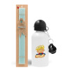 Easter Set, metallic aluminum water bottle (500ml) & scented flat candle (30cm) (TURQUOISE)