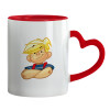 Mug heart red handle, ceramic, 330ml