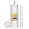 Tumbler stainless steel 600ml, with metal straw & cleaning brush
