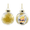 Transparent Christmas tree ball ornament with gold filling 8cm