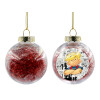 Transparent Christmas tree ball ornament with red filling 8cm