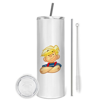 Dennis the Menace, Tumbler stainless steel 600ml, with metal straw & cleaning brush
