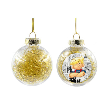 Ντένις ο τρομερός, Χριστουγεννιάτικη μπάλα δένδρου διάφανη με χρυσό γέμισμα 8cm