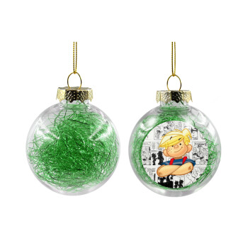 Dennis the Menace, Χριστουγεννιάτικη μπάλα δένδρου διάφανη με πράσινο γέμισμα 8cm