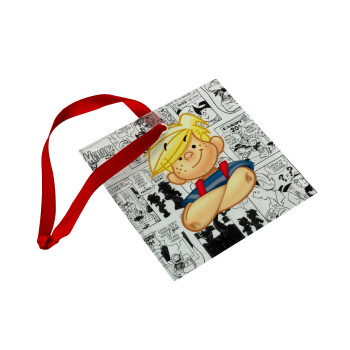 Ντένις ο τρομερός, Στολίδι Χριστουγεννιάτικο στολίδι γυάλινο τετράγωνο 9x9cm