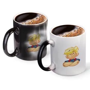 Dennis the Menace, Color changing magic Mug, ceramic, 330ml when adding hot liquid inside, the black colour desappears (1 pcs)