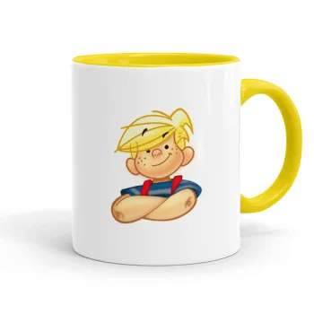 Ντένις ο τρομερός, Κούπα χρωματιστή κίτρινη, κεραμική, 330ml