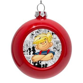 Dennis the Menace, Red Christmas tree ornament bauble 8cm