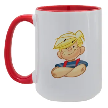 Ντένις ο τρομερός, Κούπα Mega 15oz, κεραμική Κόκκινη, 450ml