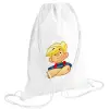 Τσάντα πλάτης πουγκί GYMBAG λευκή (28x40cm)