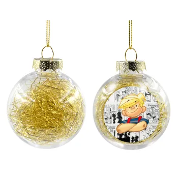 Dennis the Menace, Transparent Christmas tree ball ornament with gold filling 8cm