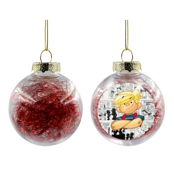 Ντένις ο τρομερός, Στολίδι Χριστουγεννιάτικη μπάλα δένδρου διάφανη με κόκκινο γέμισμα 8cm